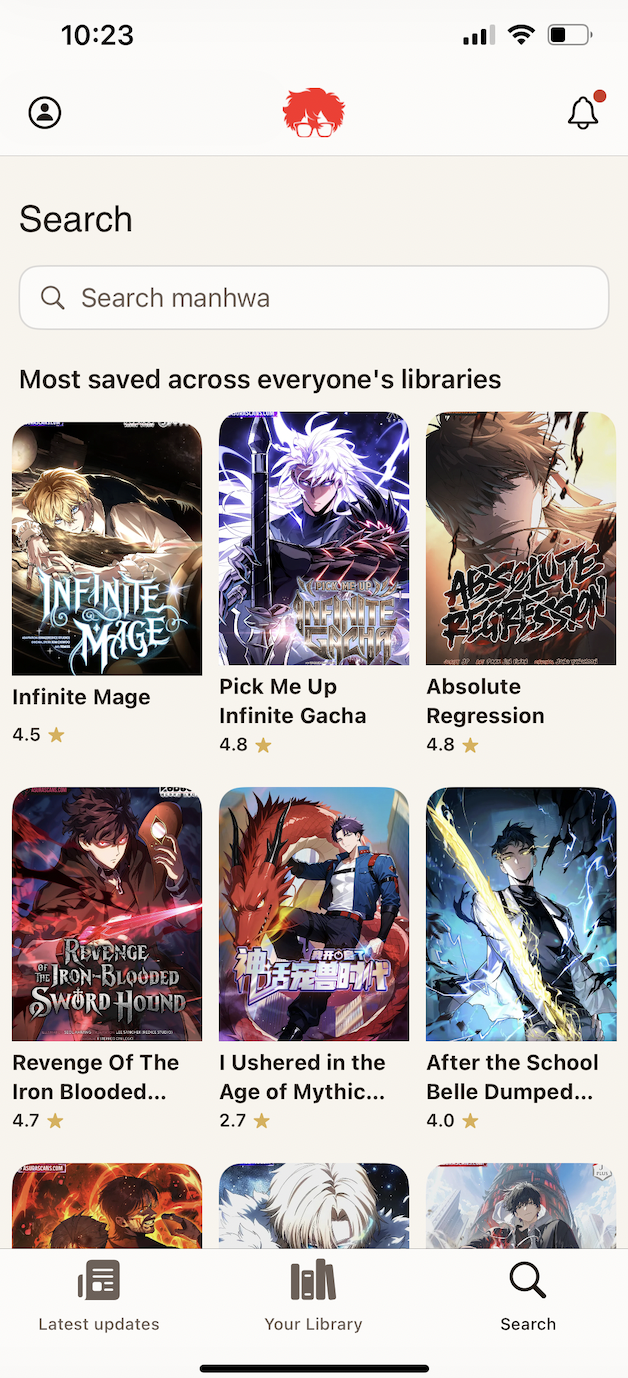 ManhwaShelf search — most saved series with ratings, across everyone's libraries